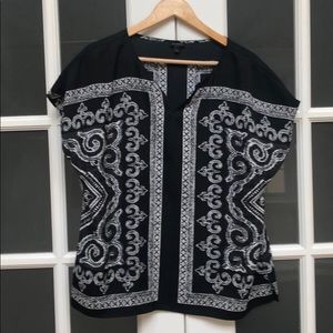 Talbots Black & White Paisley Tunic, L
